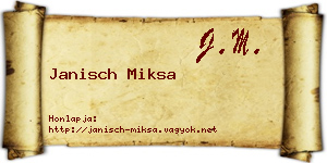 Janisch Miksa névjegykártya